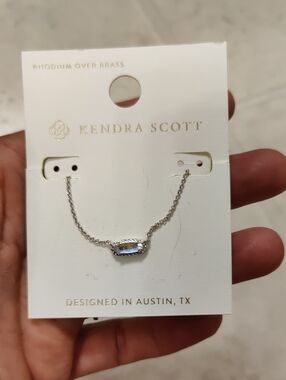 New!Kendra Scott Silver-tone Necklace Oval Pendant Clear Y2K Cottagecore Girlhoo